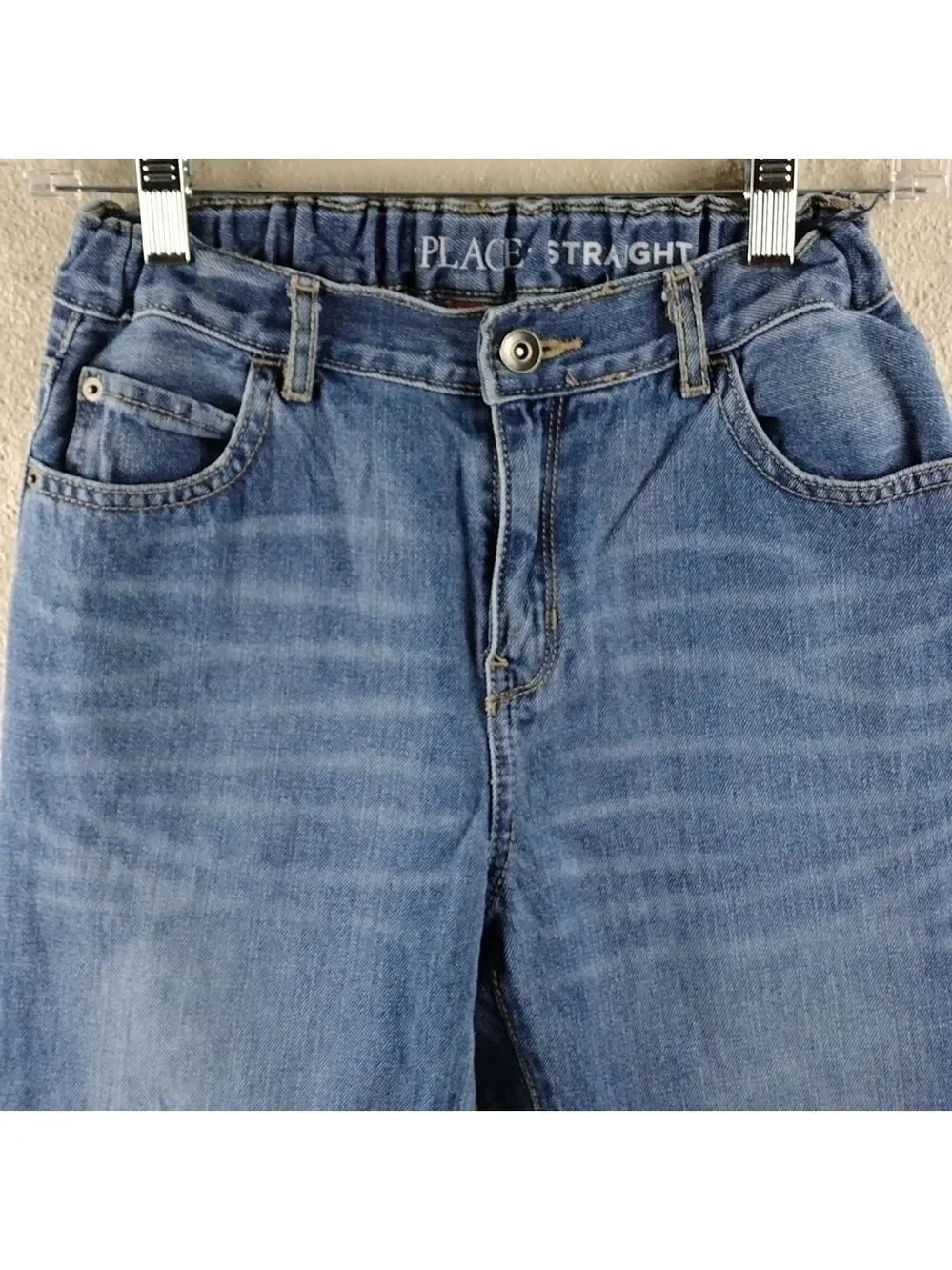 Children's Place Blue Medium Wash Five Pocket Straight Leg Adjustable Waist Jean